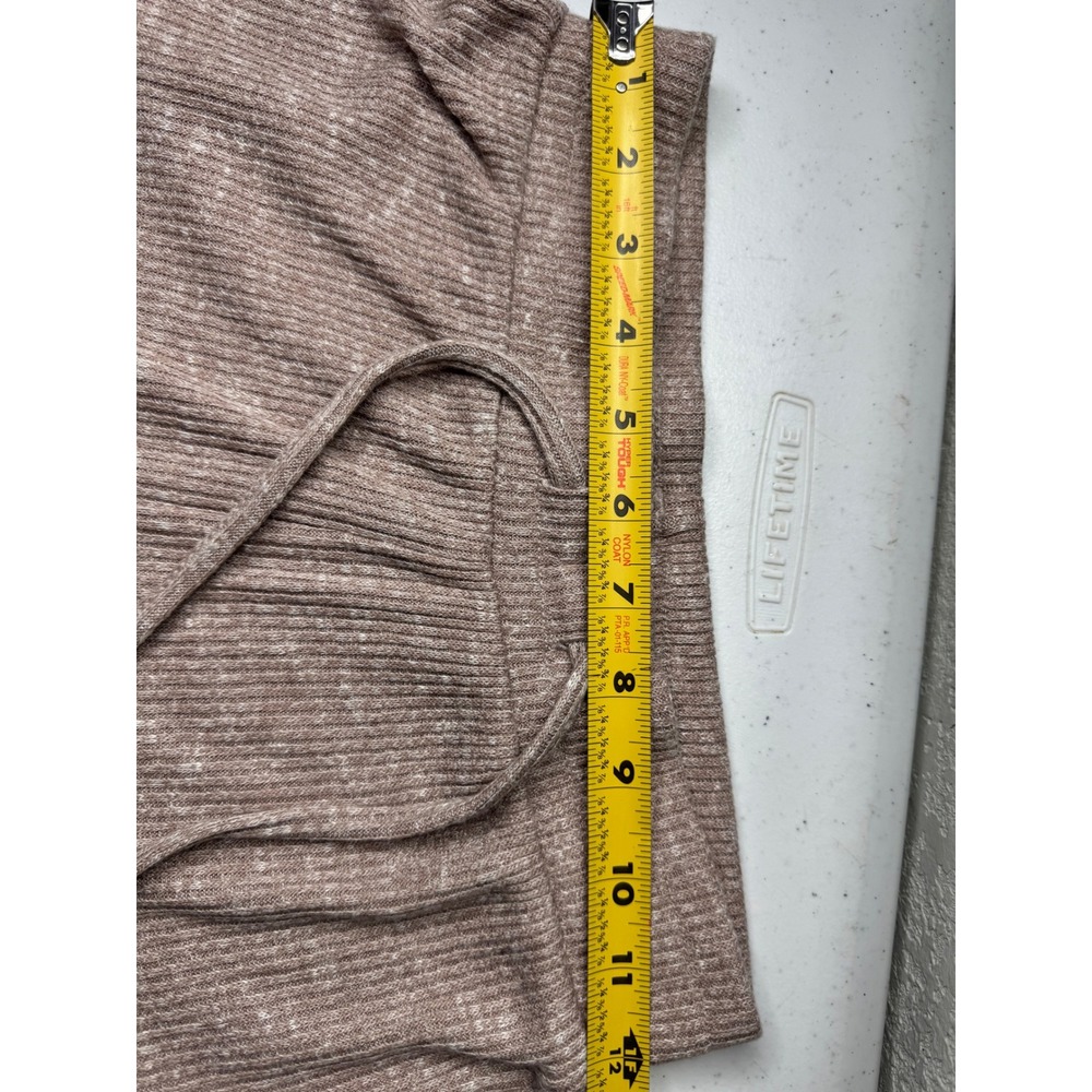 Gymshark Womens Ribbed Knit Lounge Pants Taupe Marl Drawstring Leggings Small - Picture 7 of 8